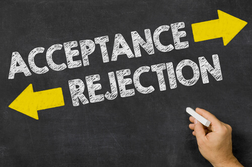 Acceptance Or Rejection Written On A Blackboard